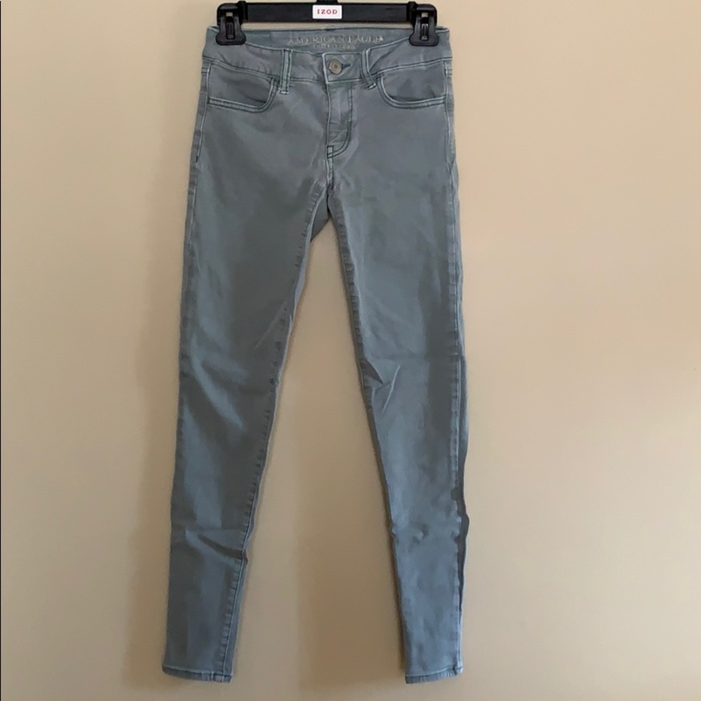 Blue/Grey American Eagle Super Stretch Jeggings